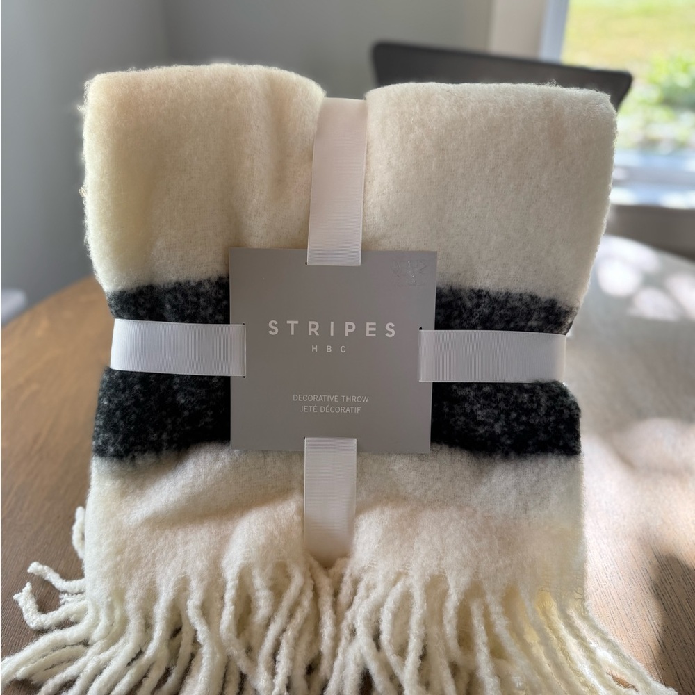 HBC Stripes Cream and Black Decorative Throw